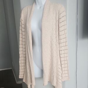 Belldini Cream Knit Open-Front Cardigan